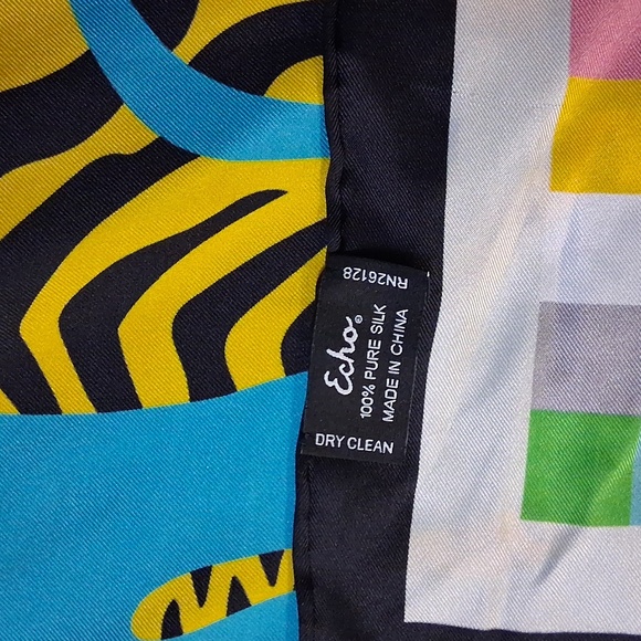 Echo Blue and Yellow Silk Scarf - Picture 6 of 6